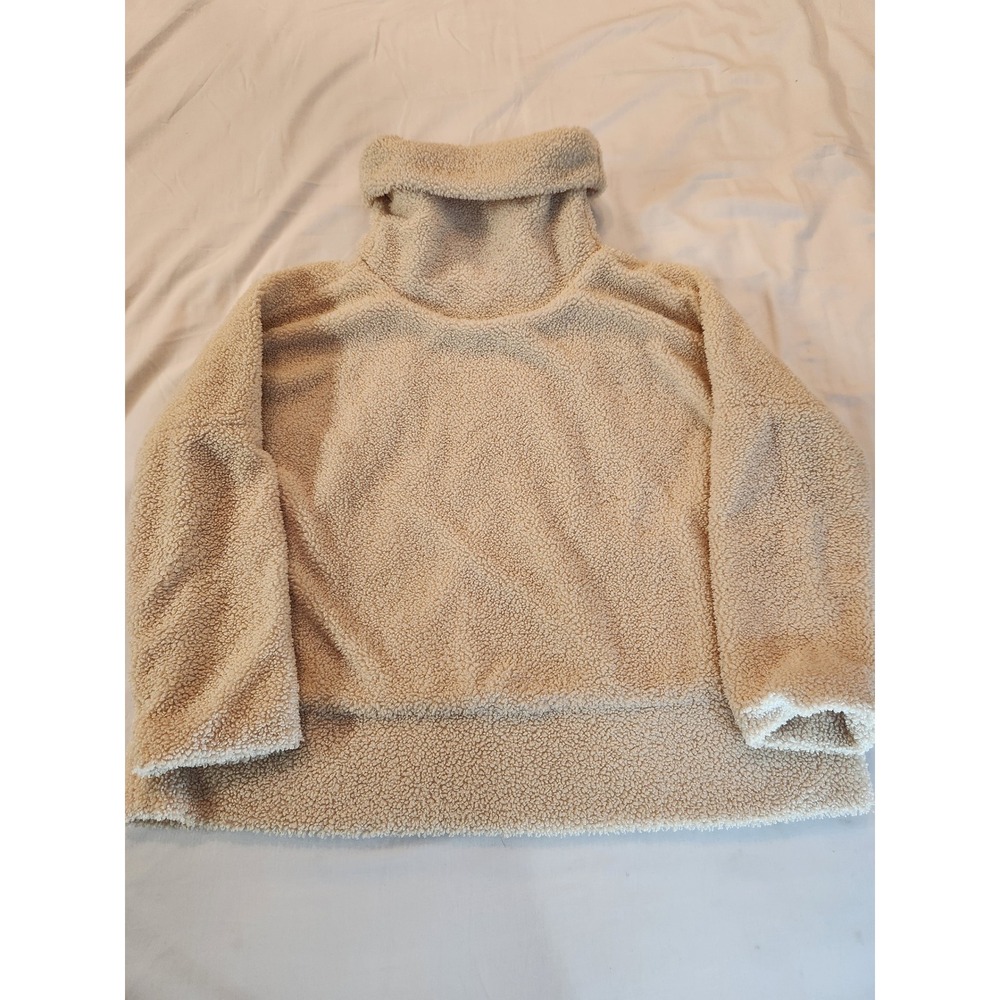 Tuckernuck Cream Sherpa Fleece Cowl Neck Pullover Sweater Size M Y2K Preppy - Picture 7 of 10